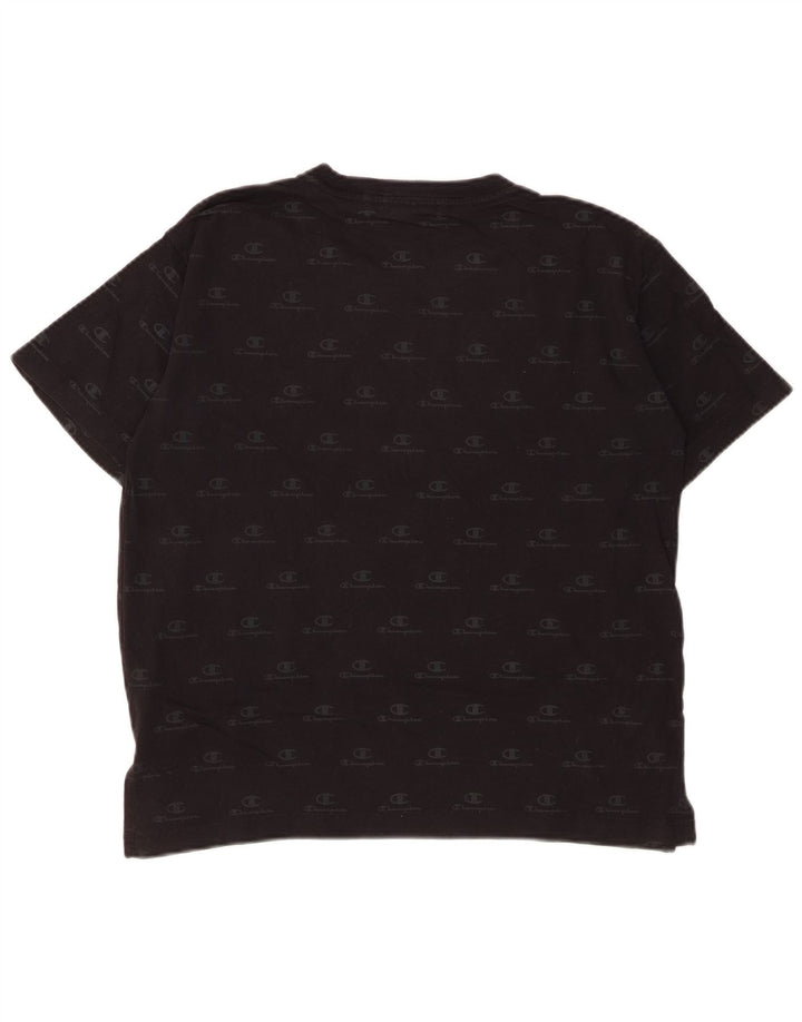 CHAMPION Kvinder Oversized grafisk T-shirt Top UK 10 Lille sort bomuld