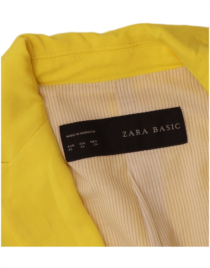 Zara Dame 1-knaps blazerjakke UK 6 XS Gul viskose