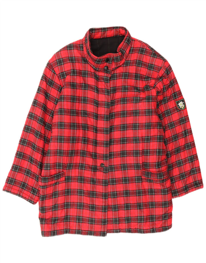 Vintage Dame Windbreaker Coat UK 14 Medium Rød Ternet Bomuld
