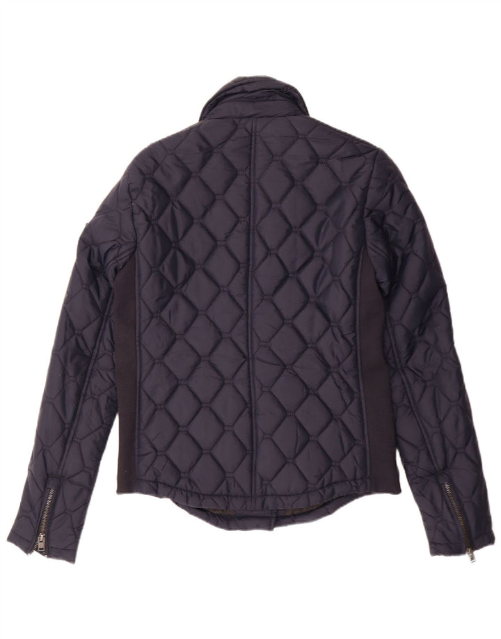 Superdry polstret quiltet jakke til kvinder UK 10 Lille marineblå nylon