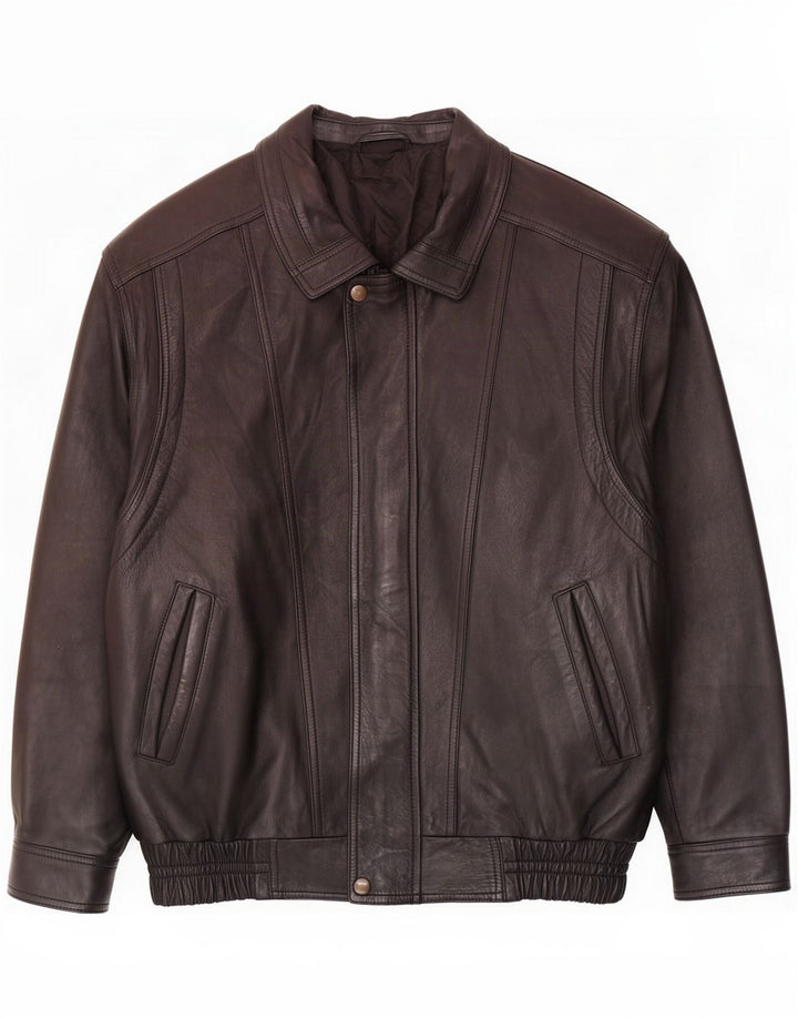 Vintage Bomber Læderjakke til mænd EU 50 Large Black