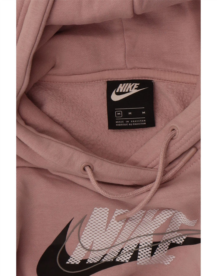Nike Dame Grafisk Oversized Hoodie Jumper UK 14 Medium Pink Bomuld