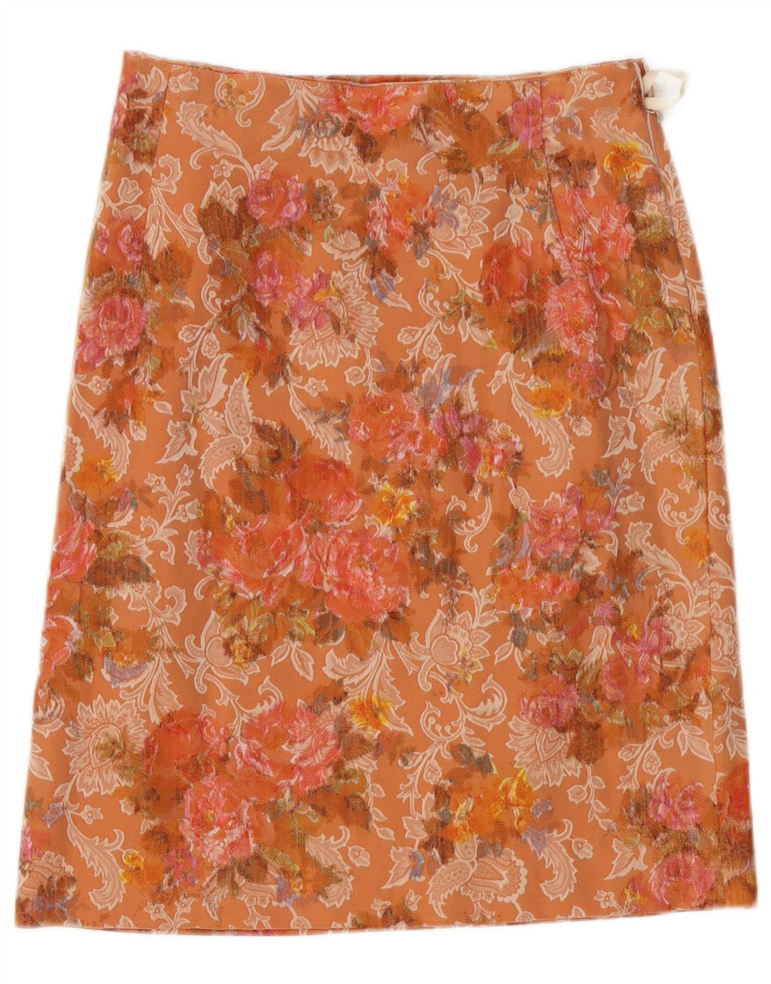 Vintage lige nederdel til kvinder W28 Medium Orange Floral