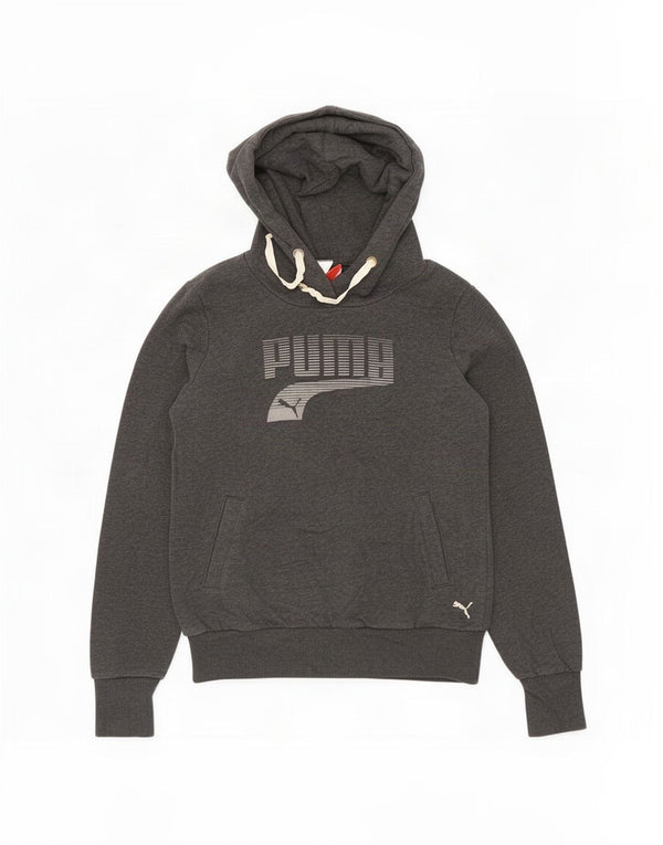 Puma Graphic Hoodie Jumper UK 12 Medium Grey Flecked