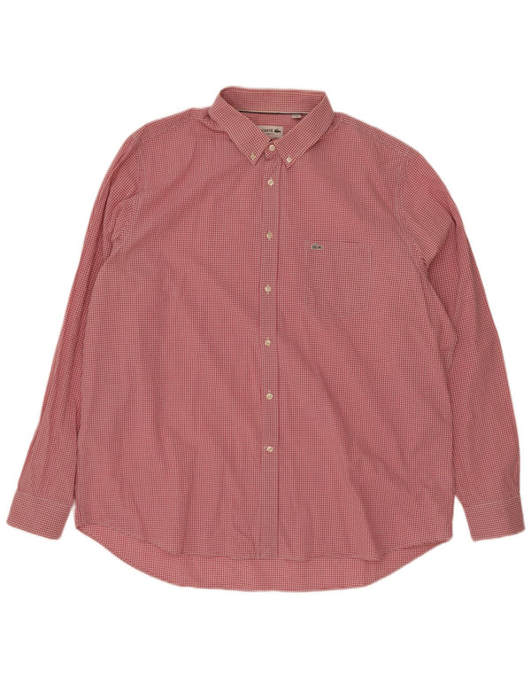 Lacoste Herre Classic Fit skjorte str. 42 18 1/2 2XL Pink Gingham Cotton