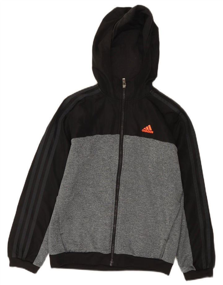 Adidas hættetrøje med lynlås til drenge 9-10 år Sort Colourblock Polyester