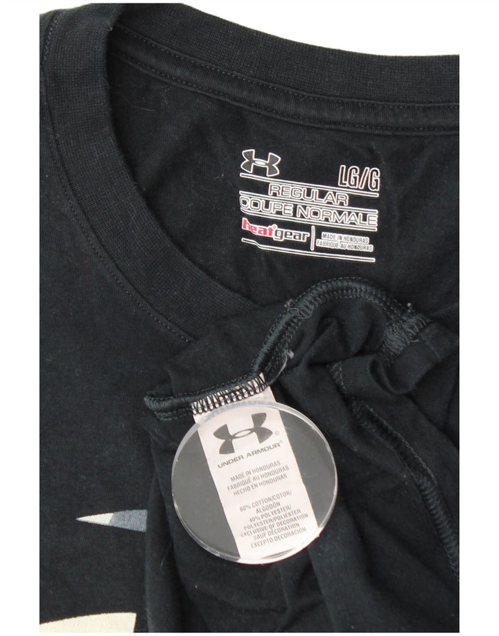 UNDER ARMOUR Herre Heat Gear Regular Graphic T-Shirt Top Stor Sort Bomuld