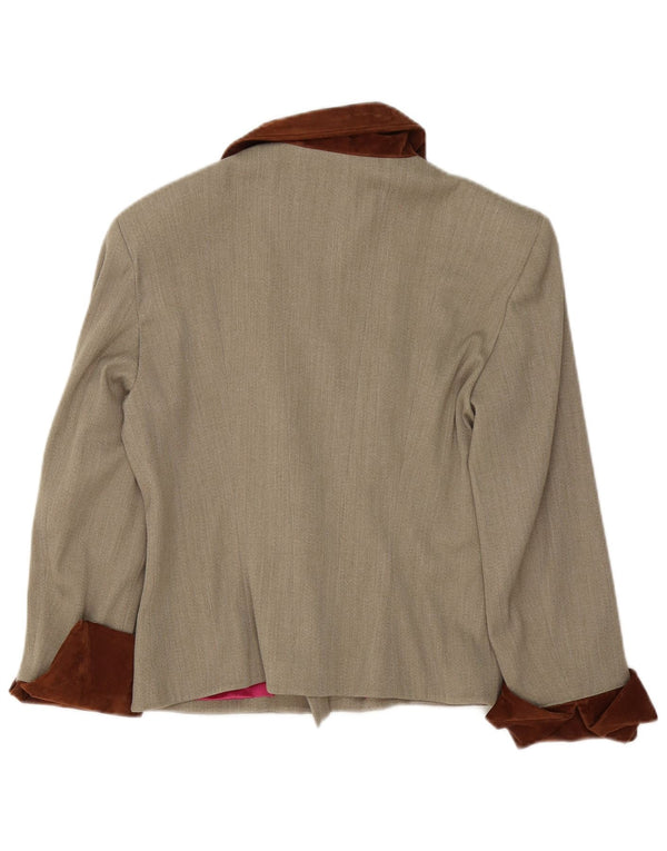 C'EST COMMECA Dame Blazer Jacket UK 12 Medium Grey Colourblock