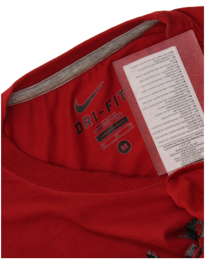 NIKE Herre Dri Fit grafisk T-shirt Top Medium Rød Bomuld