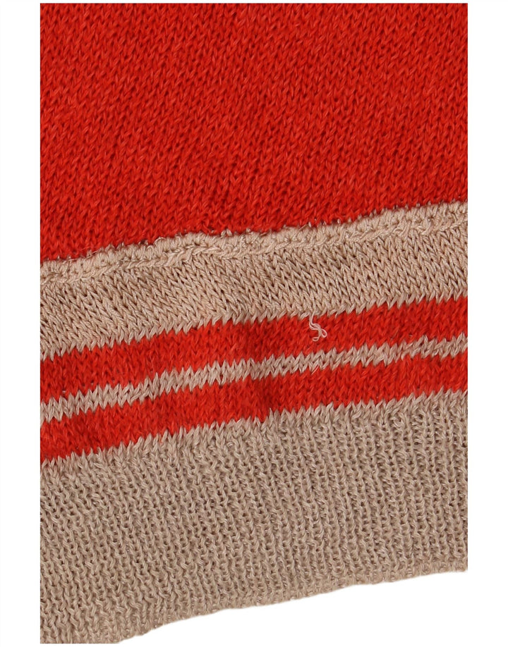 Vintage Kvinders Crop Grafisk Boat Neck Jumper Sweater IT 44 Medium Red