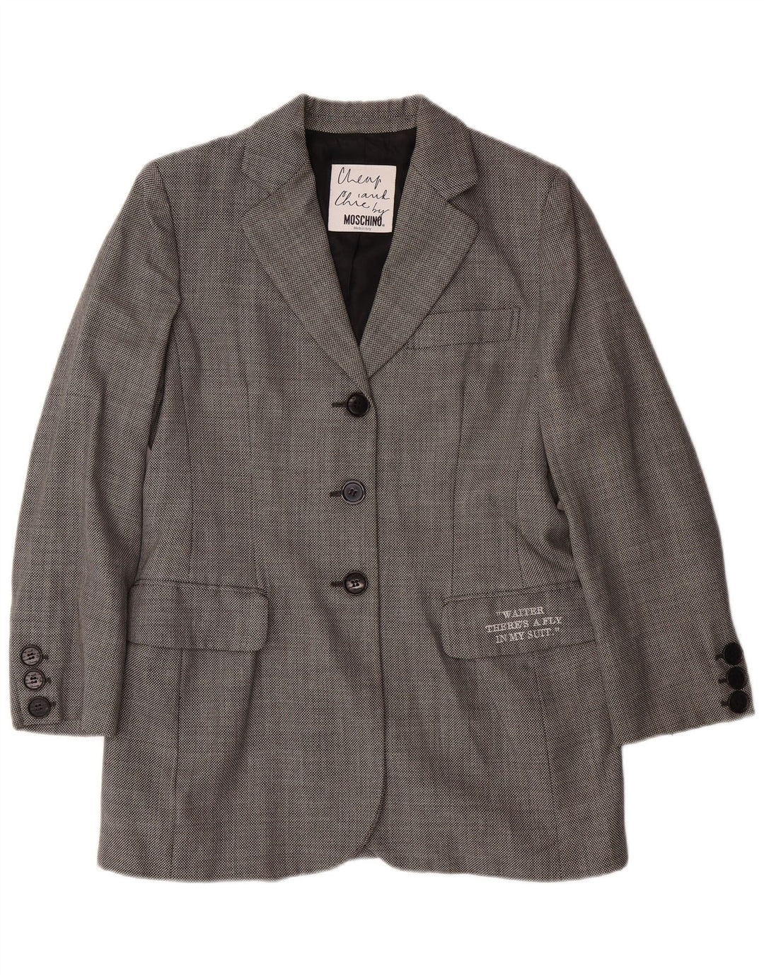 MOSCHINO Dame Cheap and Chic Blazer Jacket UK 14 Large Grey Classic