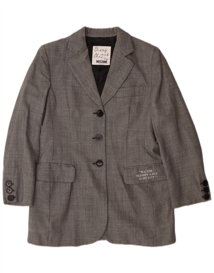 MOSCHINO Dame Cheap and Chic Blazer Jacket UK 14 Large Grey Classic
