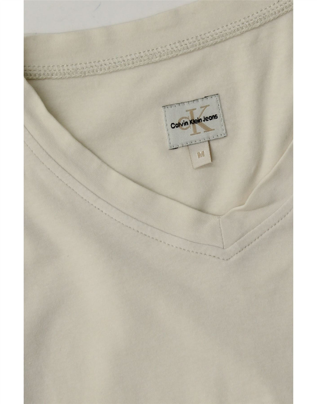 CALVIN KLEIN JEANS Womens T-Shirt Top UK 12 Medium White Vintage Calvin Klein Jeans and Second-Hand Calvin Klein Jeans from Messina Hembry 