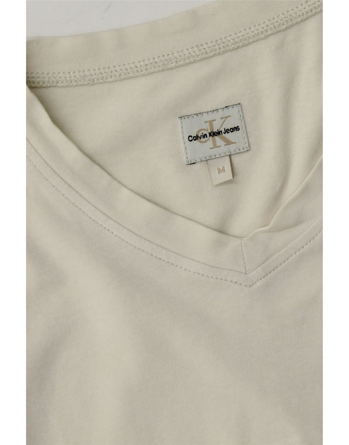 CALVIN KLEIN JEANS Womens T-Shirt Top UK 12 Medium White Vintage Calvin Klein Jeans and Second-Hand Calvin Klein Jeans from Messina Hembry 