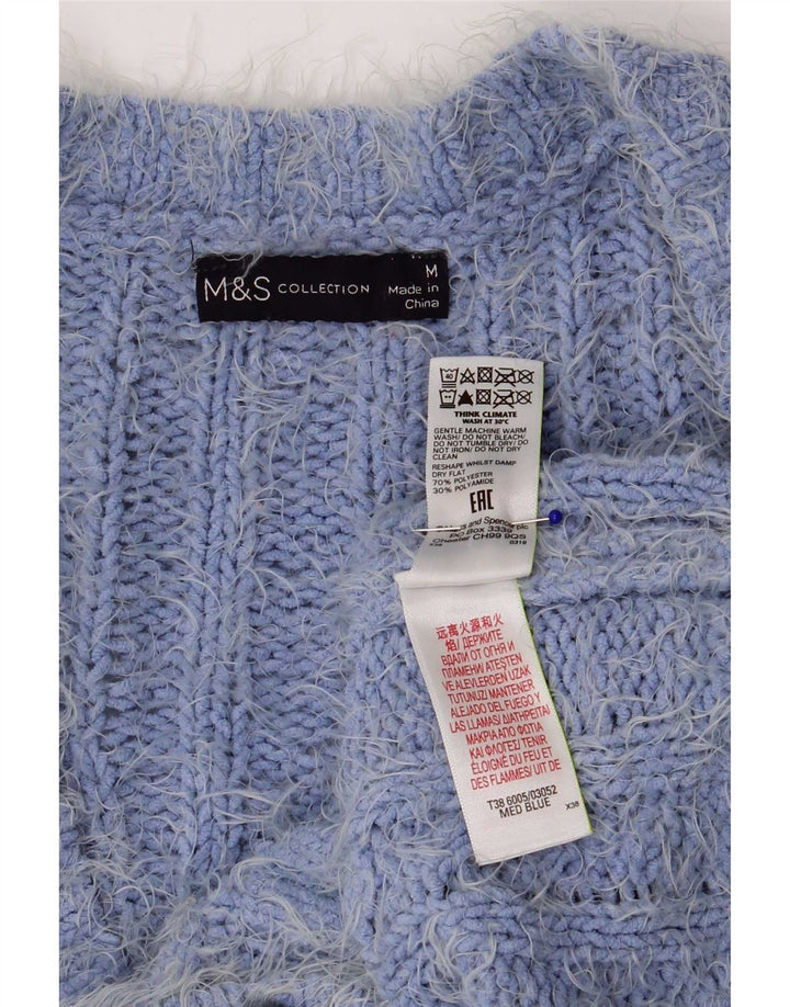 Marks & Spencer Dame Cardigan Sweater UK 14 Medium Blue Polyester
