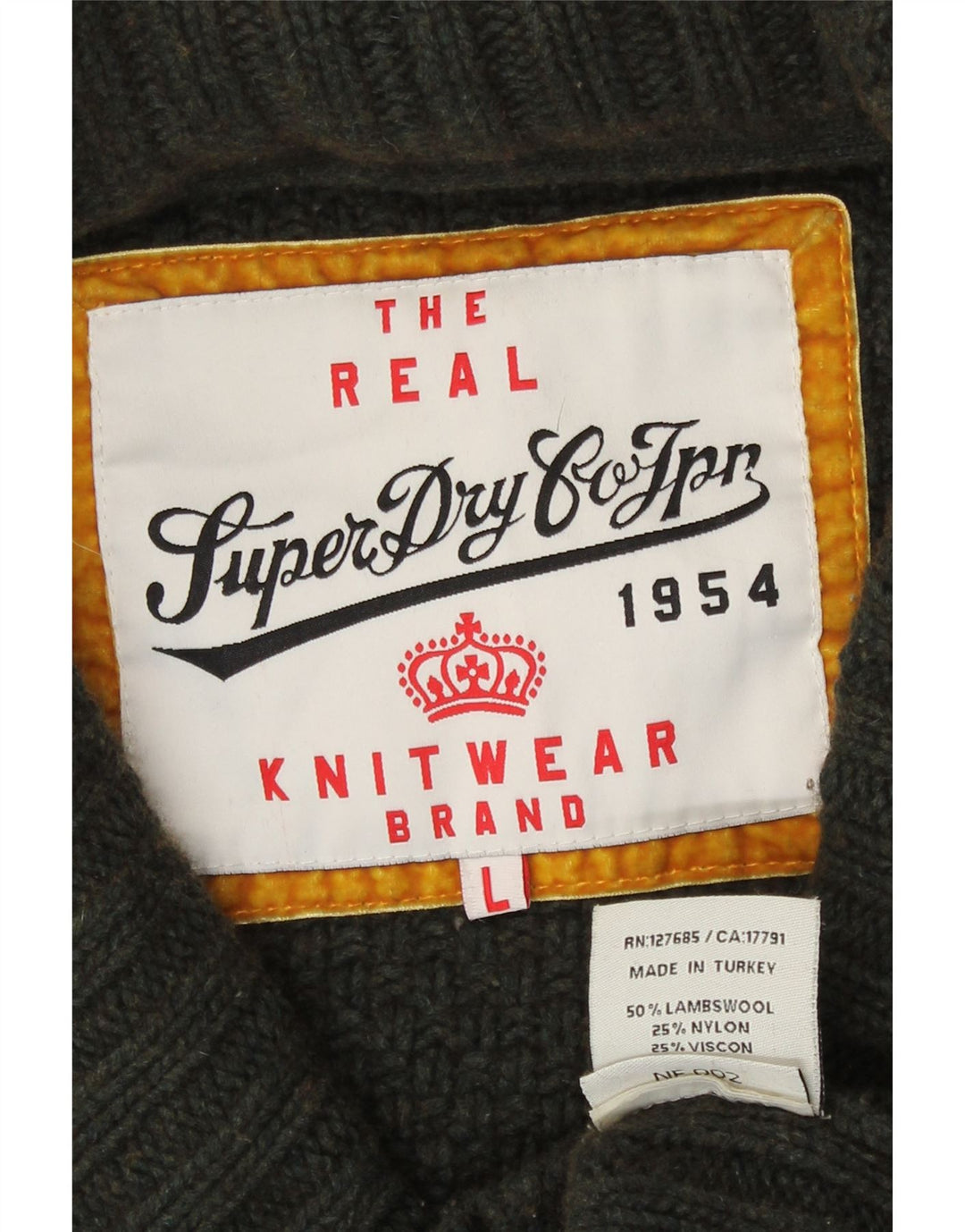 Superdry Dame Cardigan Sweater UK 16 Stor Khaki Lammeuld