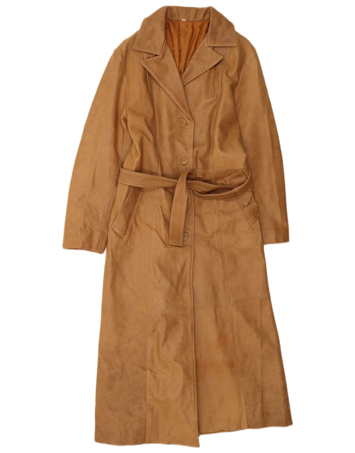 Vintage læderfrakke til kvinder UK 10 Small Beige