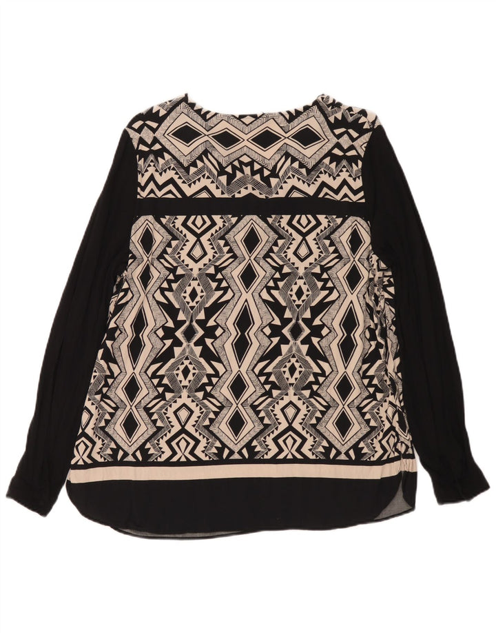 Marks & Spencer Damebluse Top UK 16 Stor sort geometrisk viskose