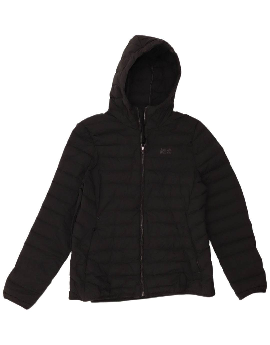 Jack Wolfskin Dame Hætte Polstret Jakke UK 18 XL Sort Polyamid