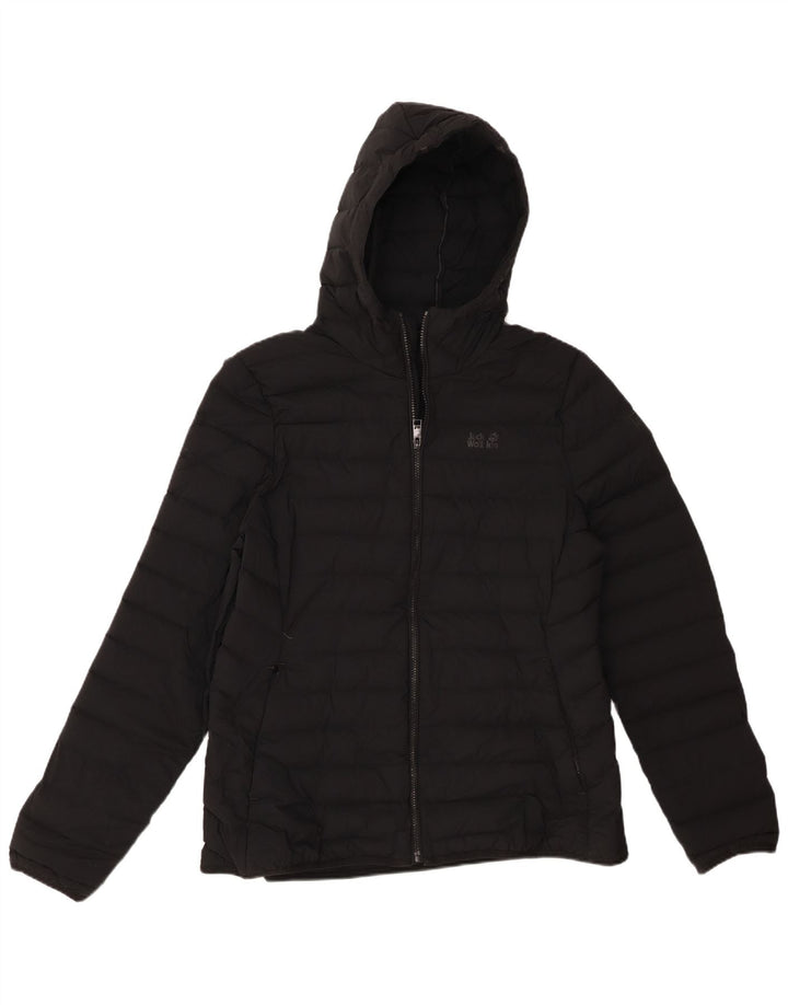 Jack Wolfskin Dame Hætte Polstret Jakke UK 18 XL Sort Polyamid