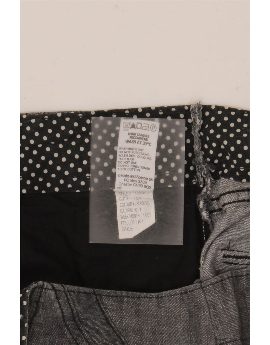 MARKS & SPENCER Chino-shorts til kvinder UK 12 Medium W30 Sort bomuld