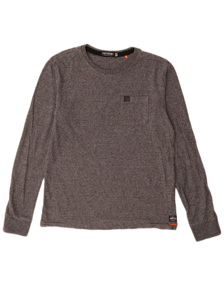 Superdry Mens Top Long Sleeve Medium Grey Cotton