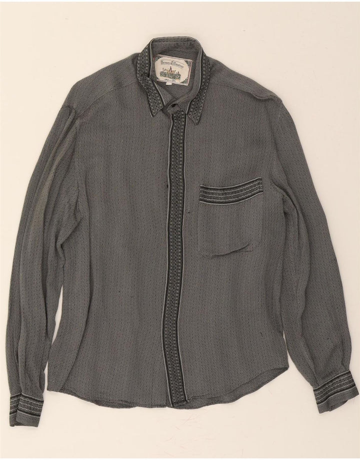 VINTAGE Mens Shirt Small Grey Spotted Acetate Vintage Vintage and Second-Hand Vintage from Messina Hembry 
