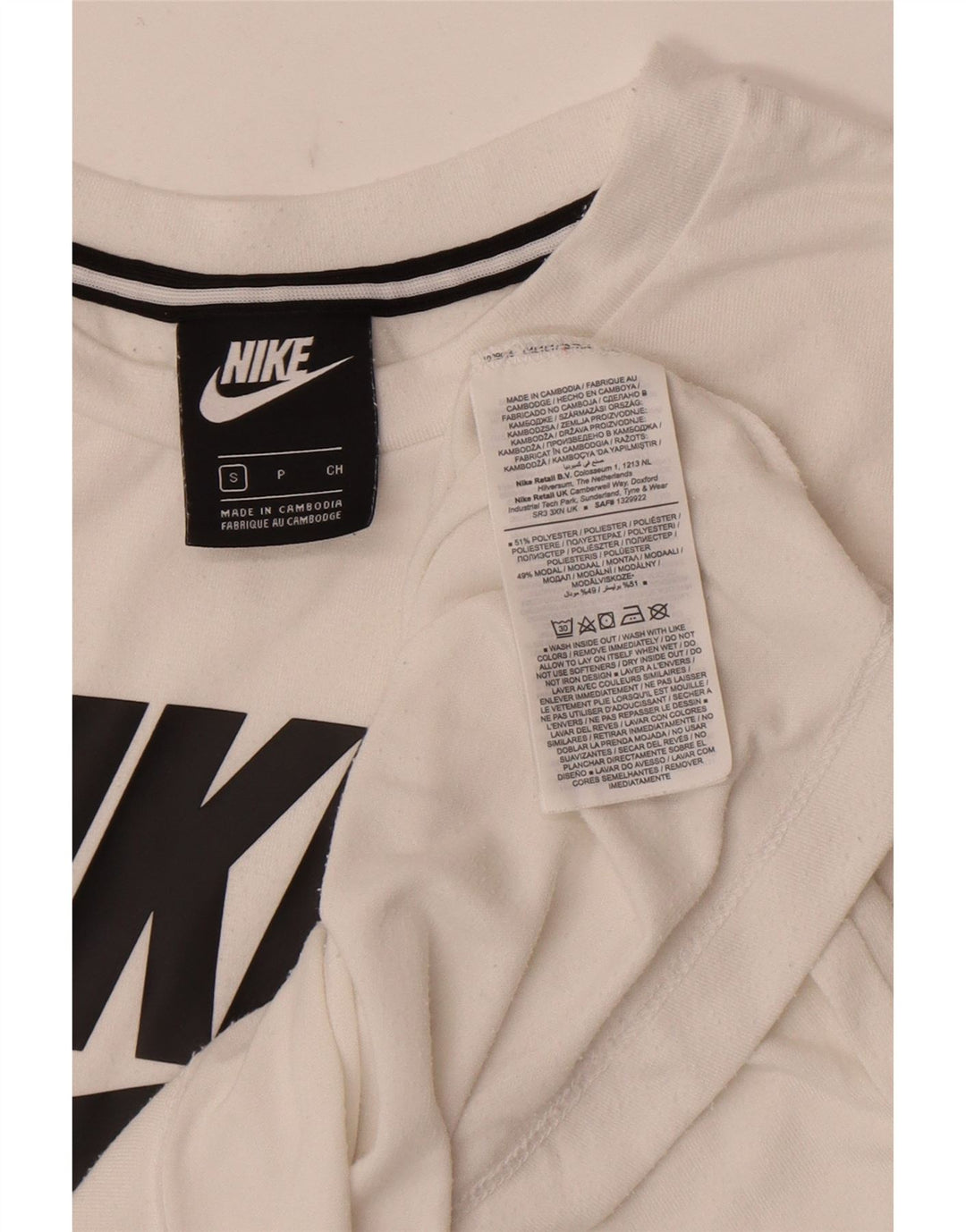Nike Grafisk T-Shirt Top UK 10 Small White Polyester