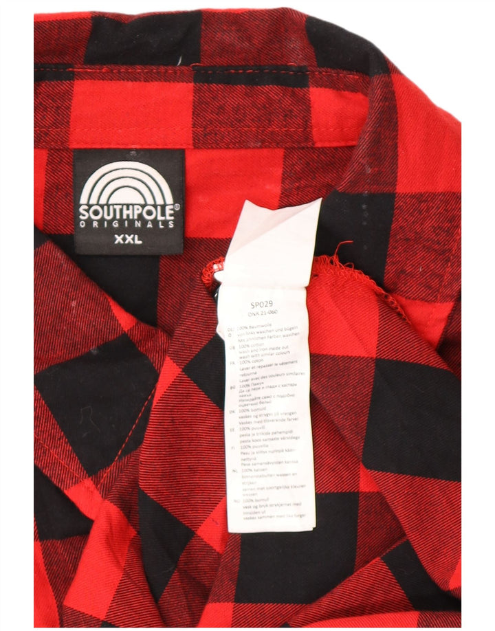 SOUTHPOLE Herre Flanellskjorte 2XL Rød Gingham Bomuld