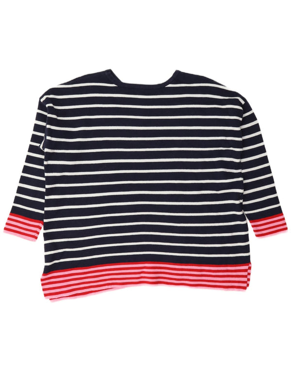 Joules Womens Boat Neck Jumper Sweater UK 18 XL Navy Blue Striped Cotton