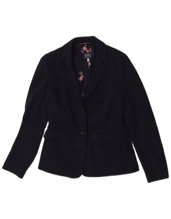 Joules Dame 2 Button Blazer Jacket UK 8 Small Navy Blue Herringbone