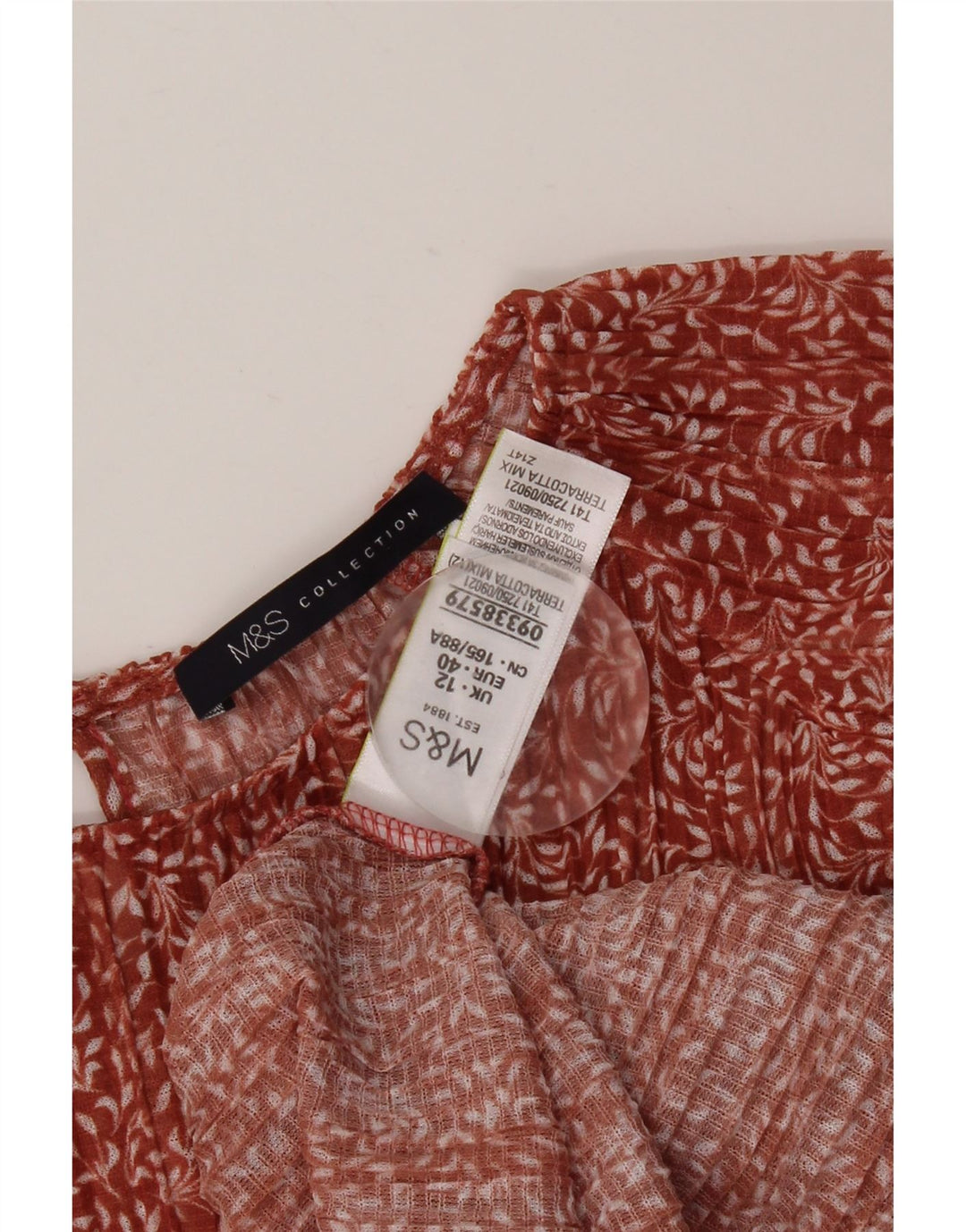 MARKS & SPENCER Dame Langærmet Bluse Top UK 12 Medium Rød Blomster