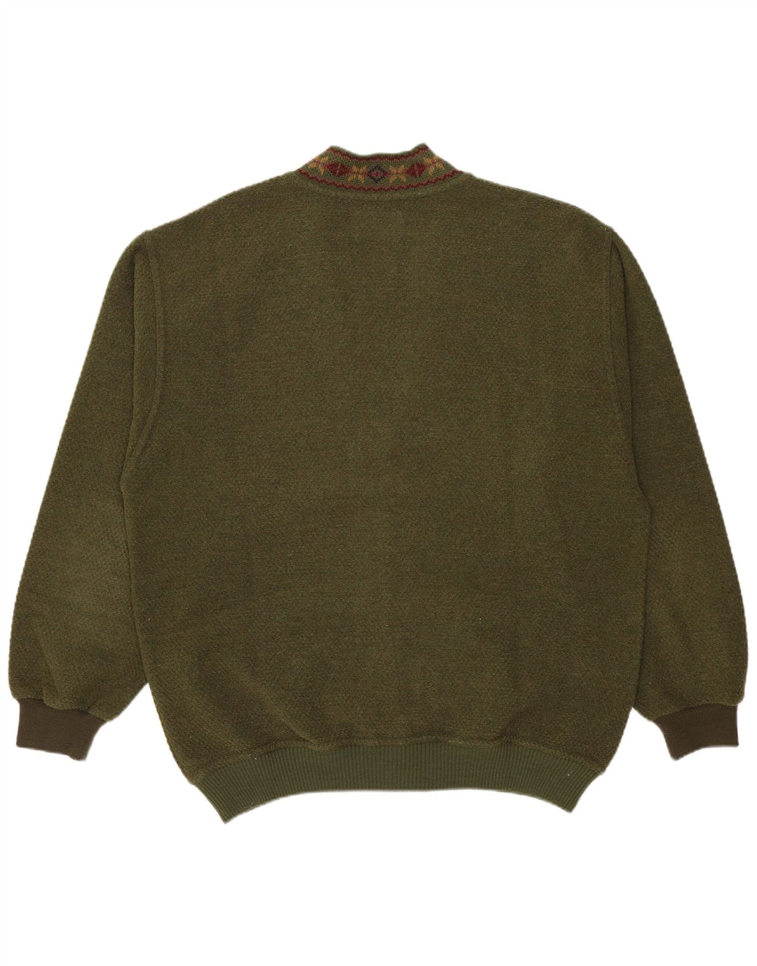 Malagrida herre cardigan sweater Large Khaki Fair Isle Wool