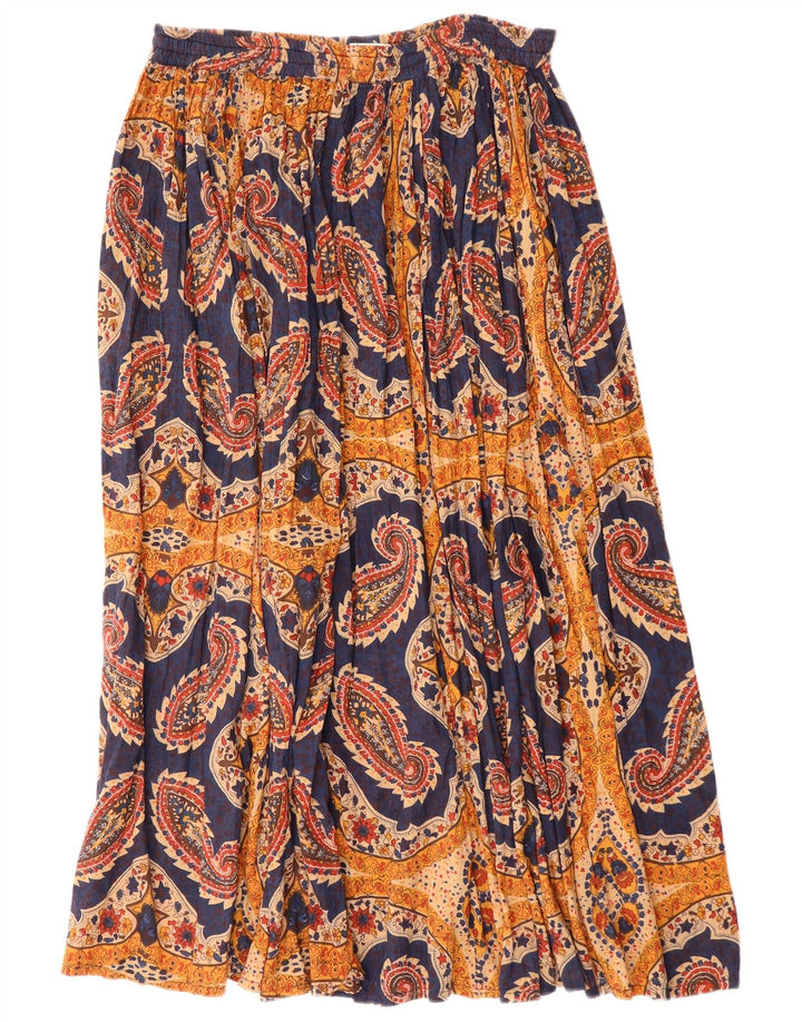 Flash plisseret nederdel til kvinder Small W27 Marineblå Paisley Viscose