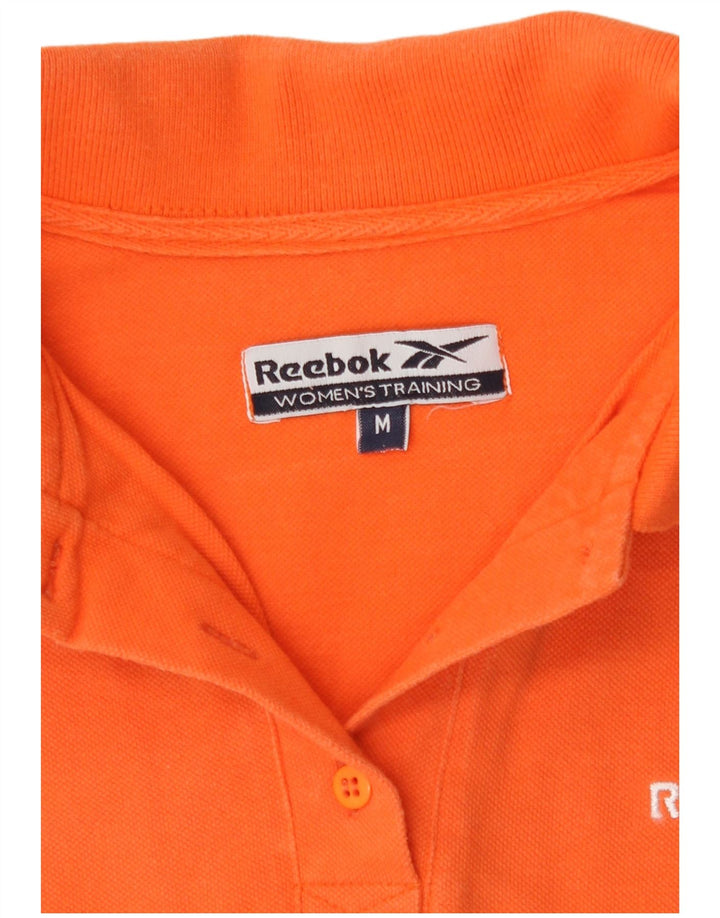 Reebok Dame Polo Shirt UK 12 Medium Orange Bomuld