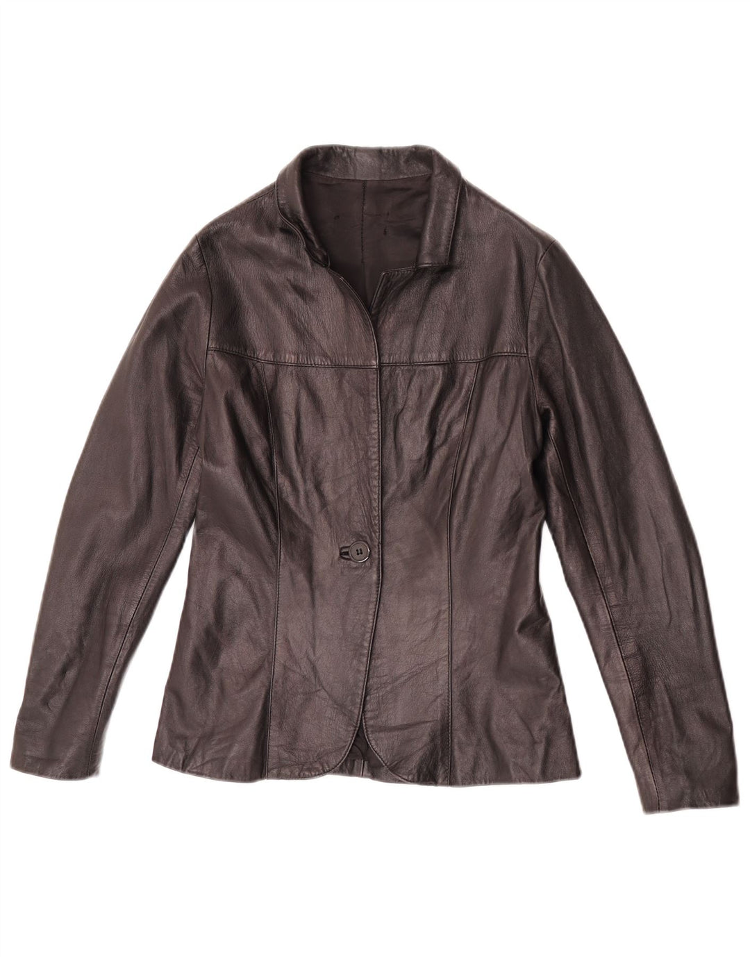 Vintage dame 1 knap læder blazerjakke IT 42 Medium Sort