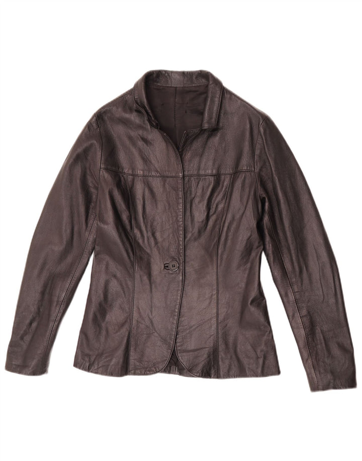 Vintage dame 1 knap læder blazerjakke IT 42 Medium Sort