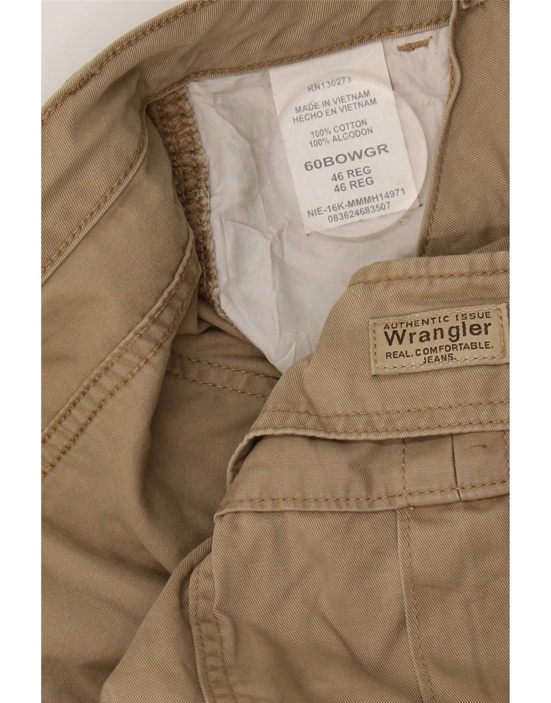 Wrangler Herre Cargo Shorts W46 3XL Beige Bomuld