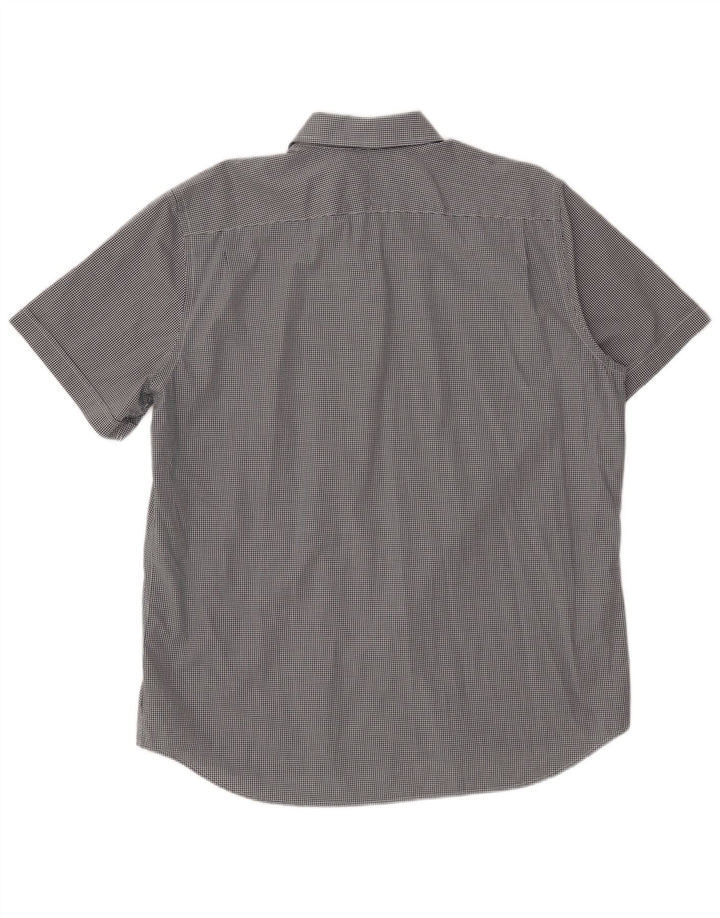 LACOSTE Kortærmet Herreskjorte Størrelse 44 17 1/2 XL Sort Gingham