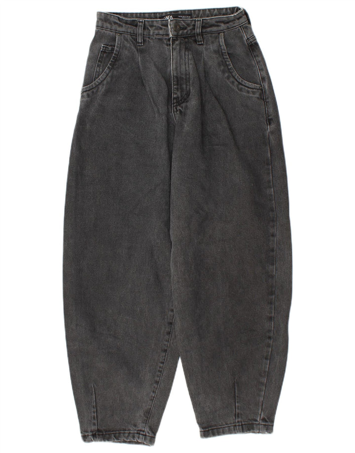 ZARA Balloon Crop Højtaljede Jeans EU 34 2XS W24 L25 Grå