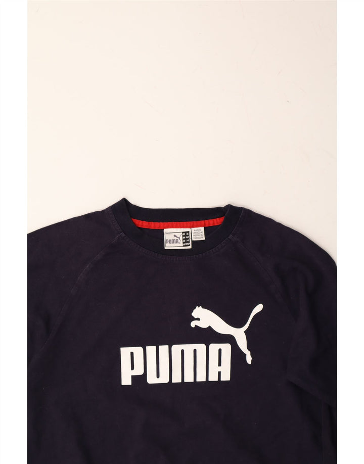PUMA Boys Graphic Top Long Sleeve 13-14 Years Navy Blue Vintage Puma and Second-Hand Puma from Messina Hembry 