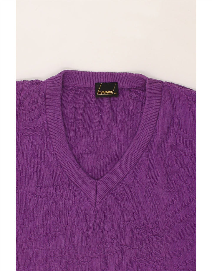 VINTAGE Womens V-Neck Jumper Sweater EU 40 Medium Purple Vintage Vintage and Second-Hand Vintage from Messina Hembry 