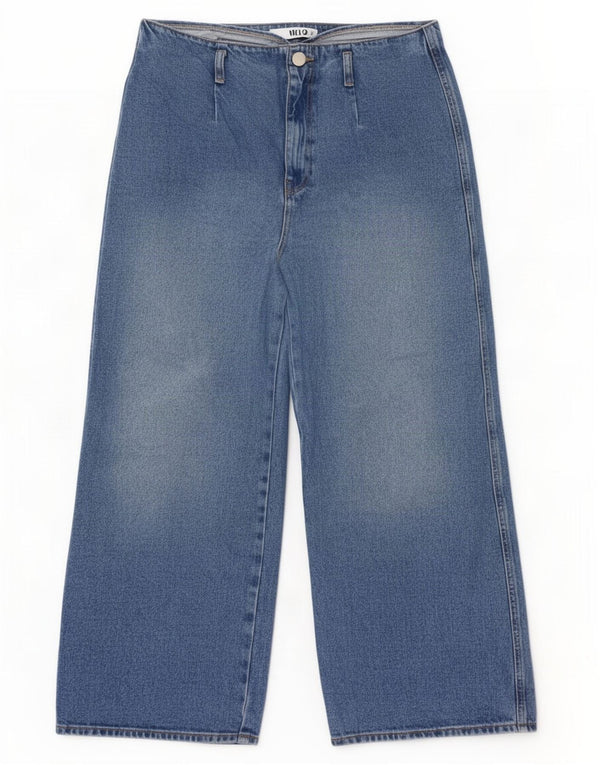Zara Womens Crop Højtaljede Jeans med brede ben EU 44 XL W34 L26 Blå