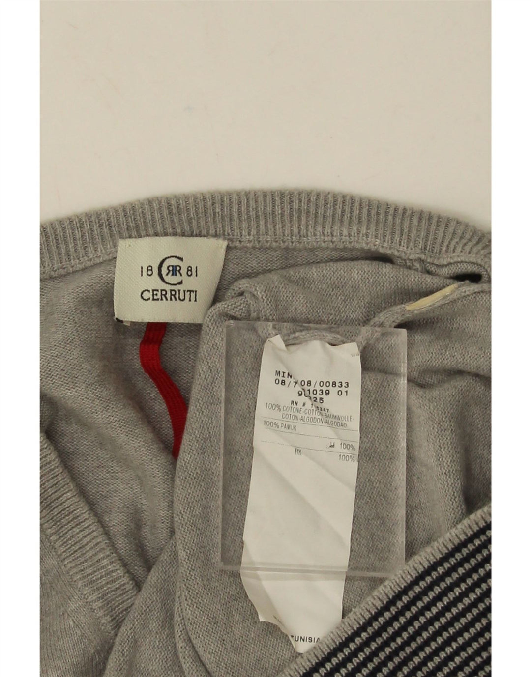 Cerruti 1881 Herre grafisk V-hals sweater mellemgrå farveblok