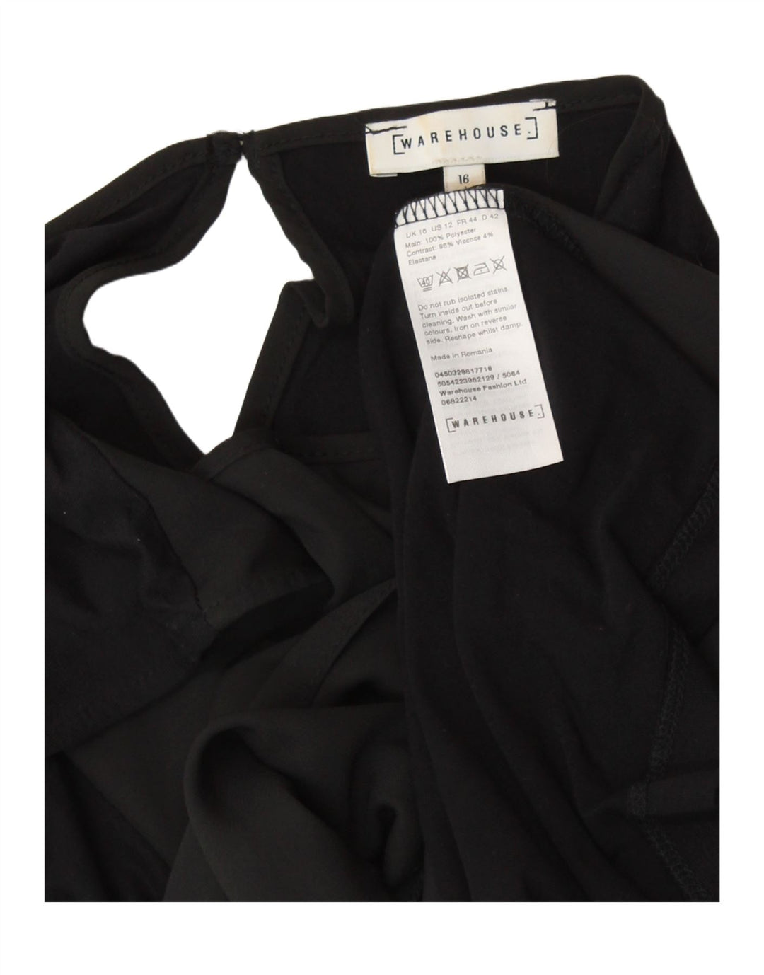 WAREHOUSE Dame ærmeløs bluse Top UK 16 Large Black Viscose