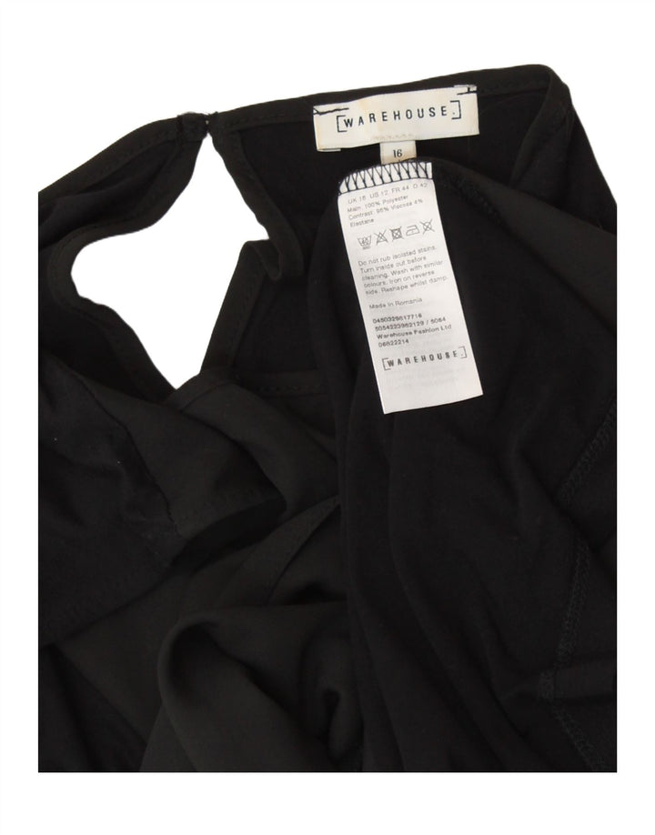 WAREHOUSE Dame ærmeløs bluse Top UK 16 Large Black Viscose