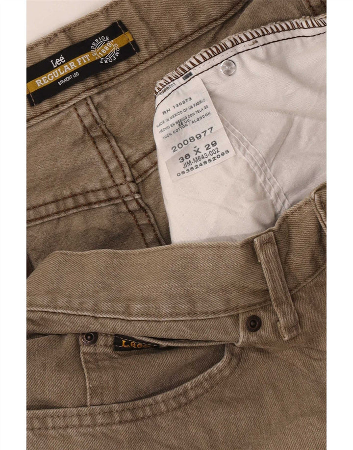 Lee Herre Regular Fit Straight Jeans W36 L29 Khaki Bomuld