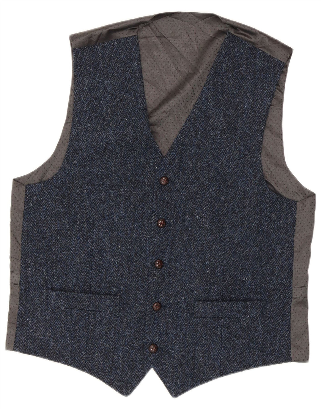 Harris Tweed herrevest lille blå sildeben Ny uld