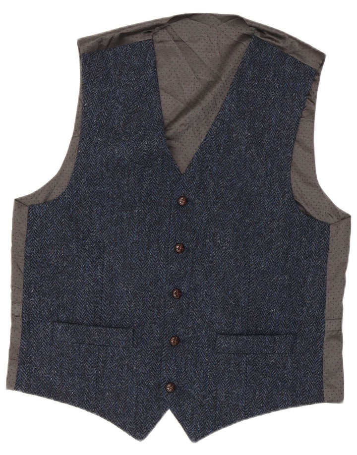 Harris Tweed herrevest lille blå sildeben Ny uld