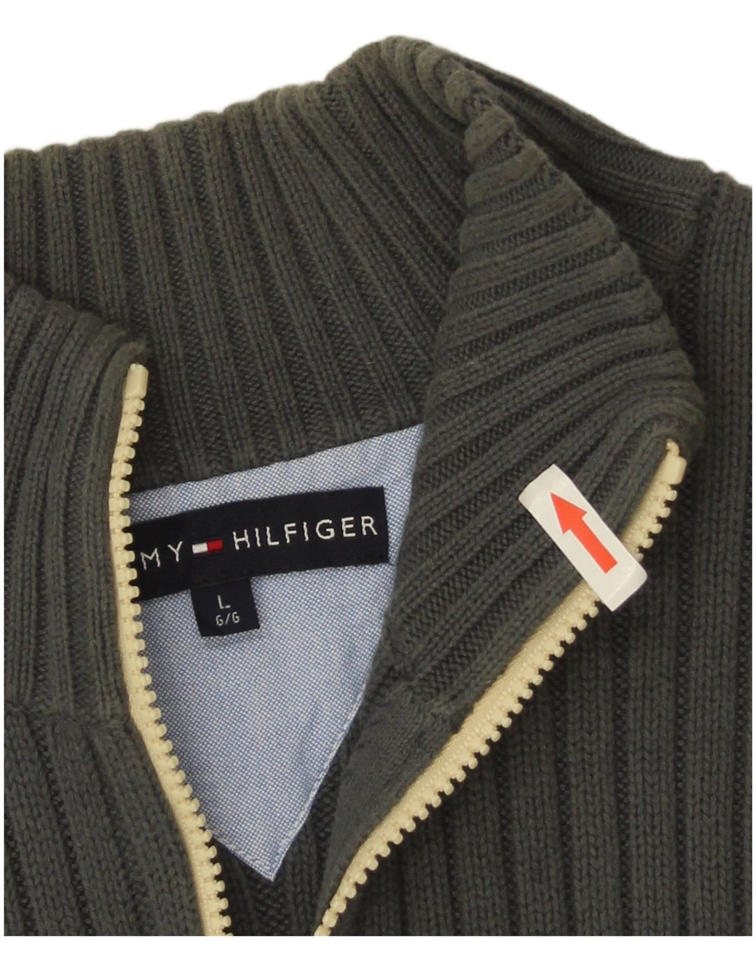 Tommy Hilfiger Herre Cardigan Sweater Stor Grå Colourblock Bomuld